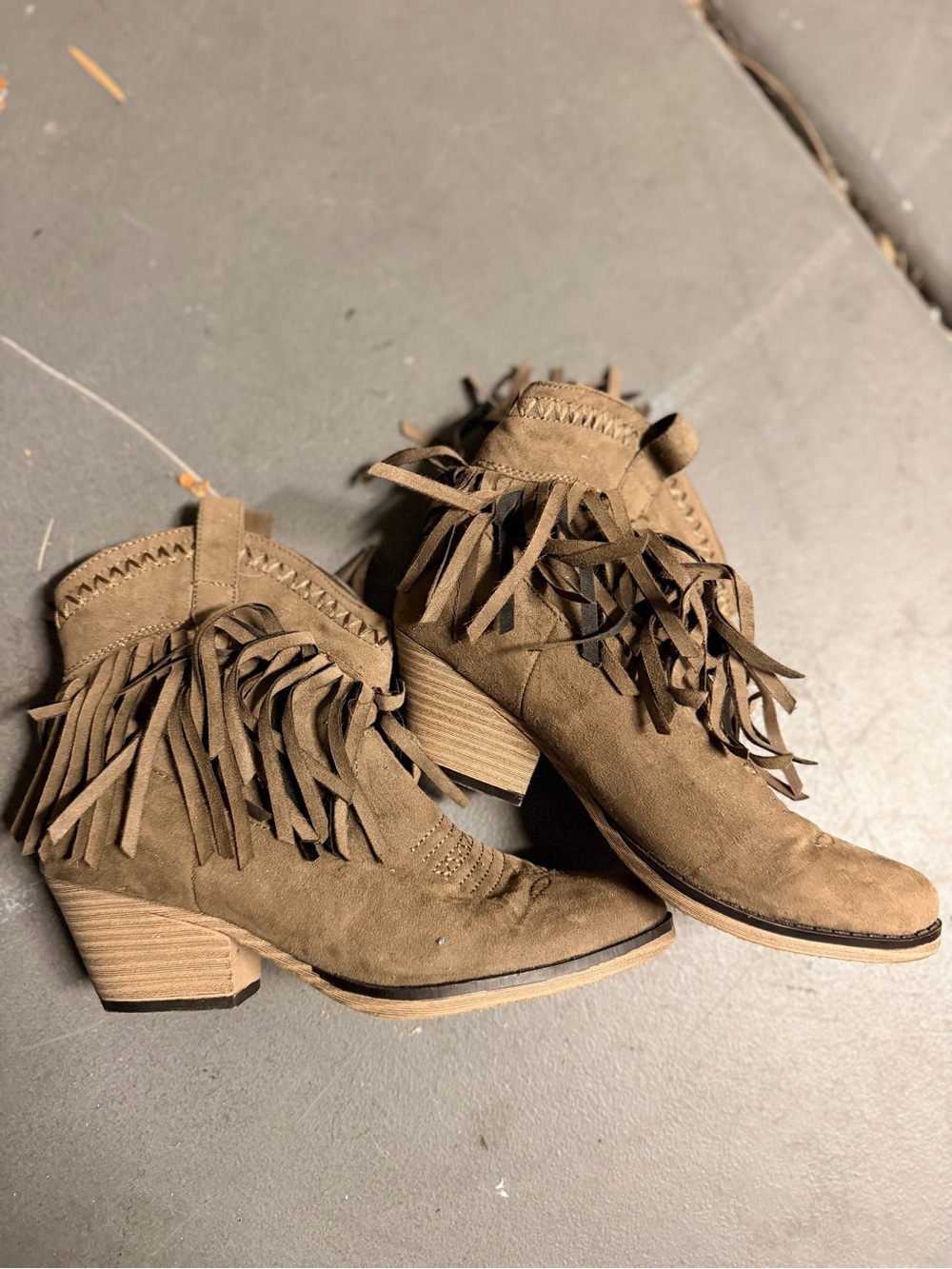 Forever 21 Taupe Suede Fringe Ankle Booties